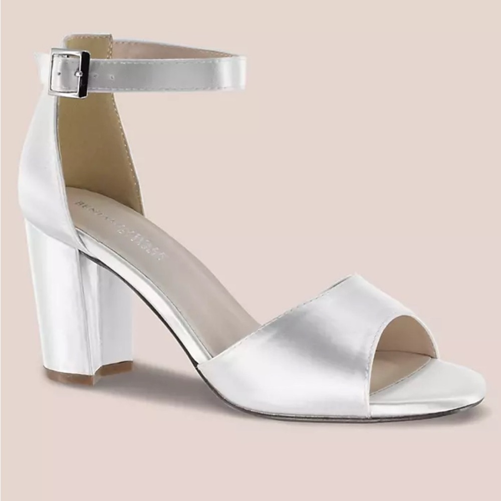 David’s Bridal Dyeable Ankle Strap Block Heel